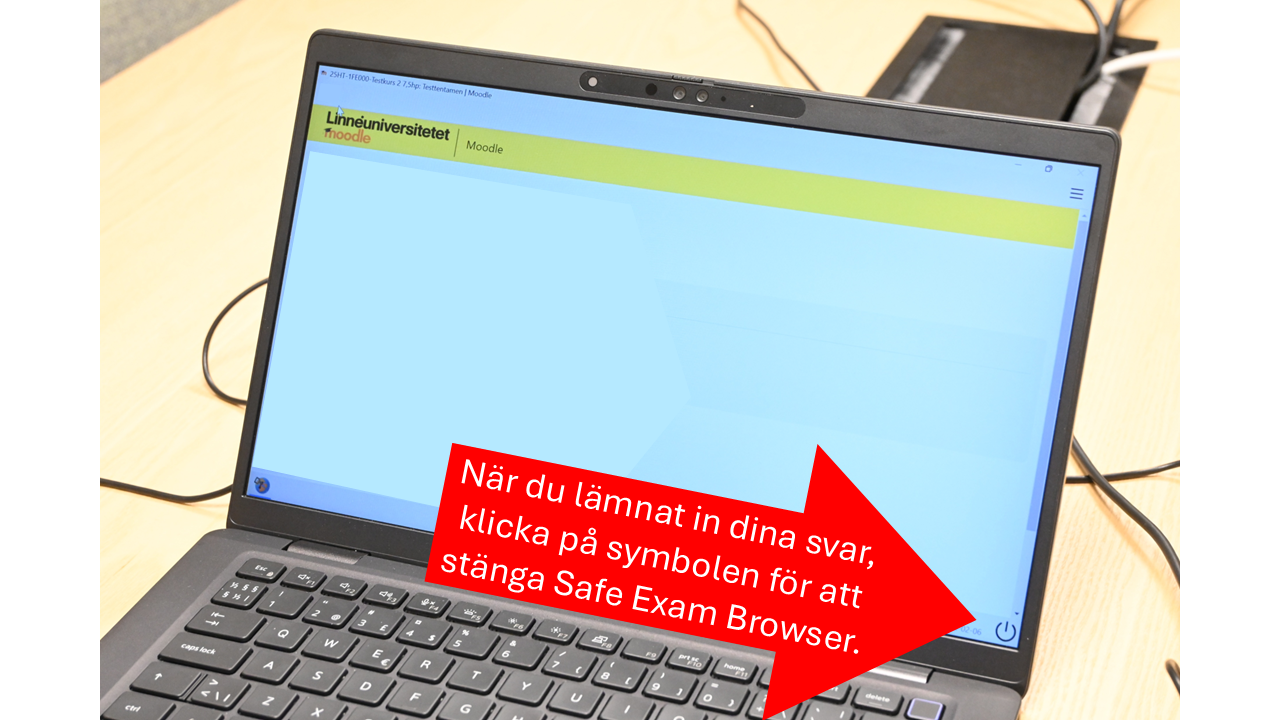 Bild som visar hur du stänger Safe Exam Browser
