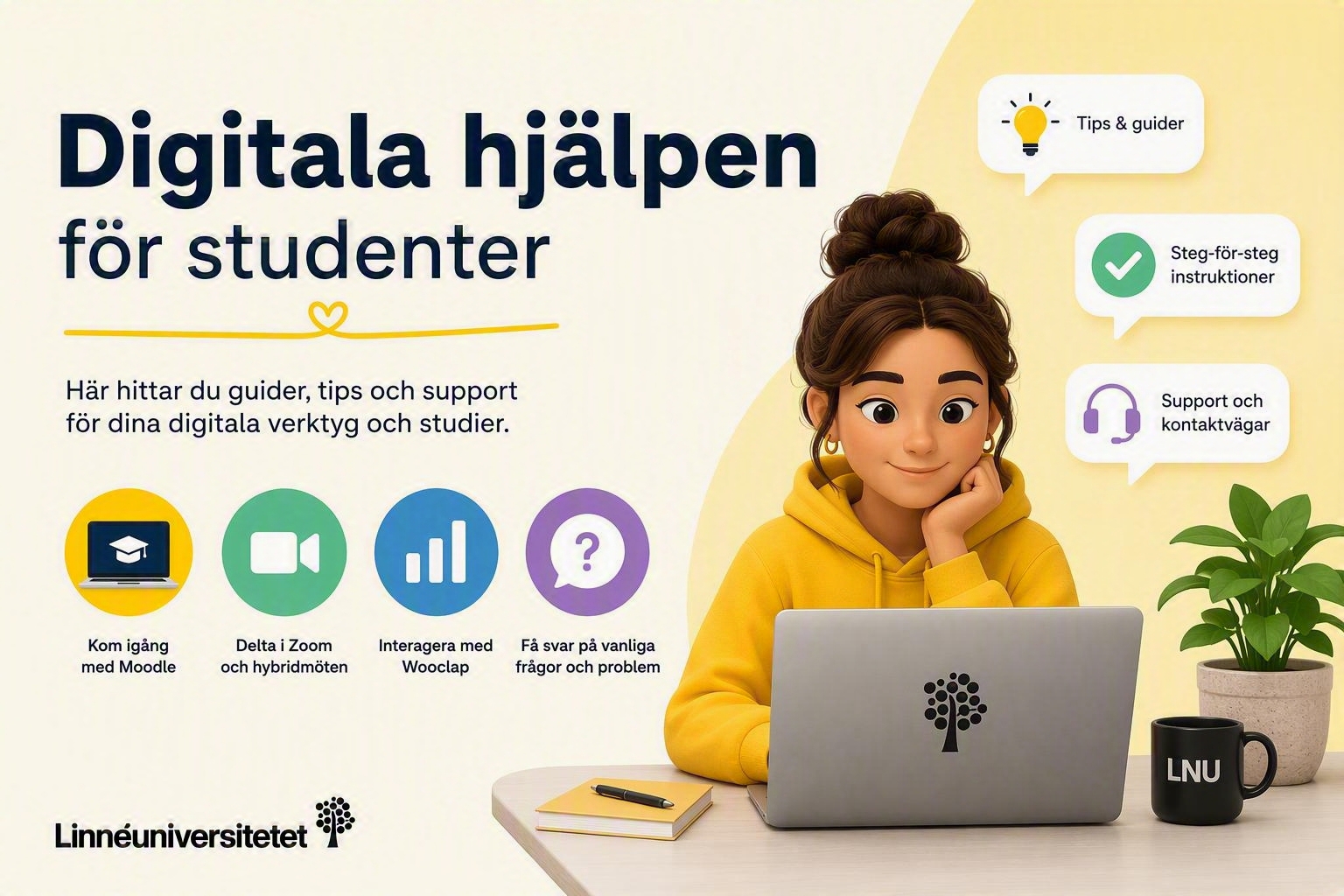 En bild som beskriver om vilken information som man kan hitta på Moodlesidan