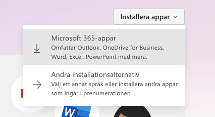 Klicka på Microsoft 365